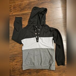 Women's Black and Gray Colorblock Hoodie